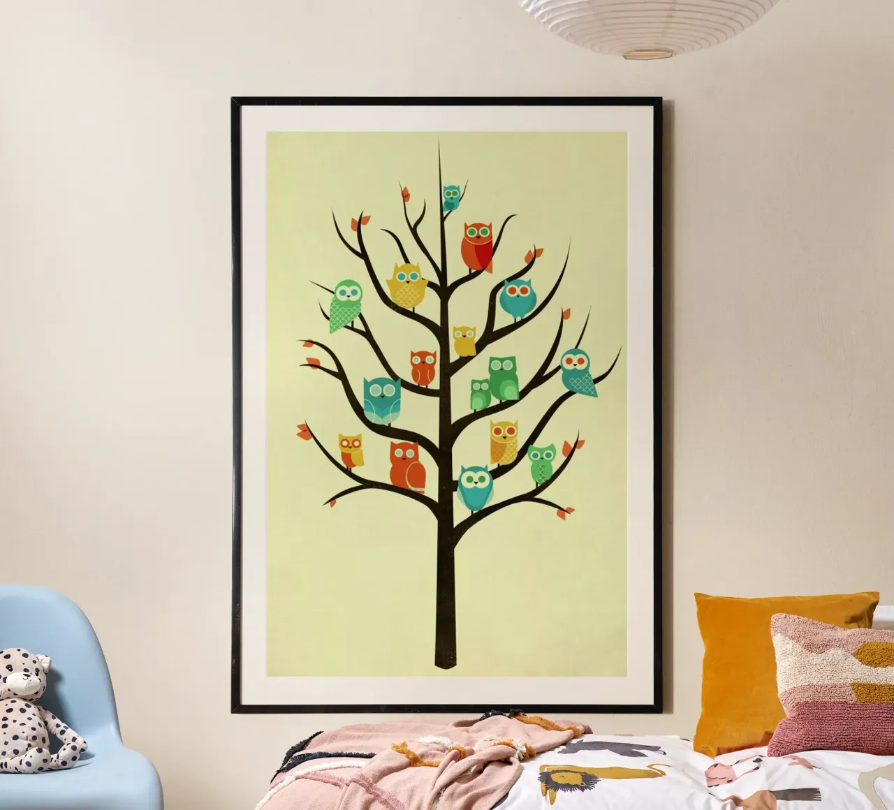 Owl Welcome poster con telaio in plastica da Jay Fleck