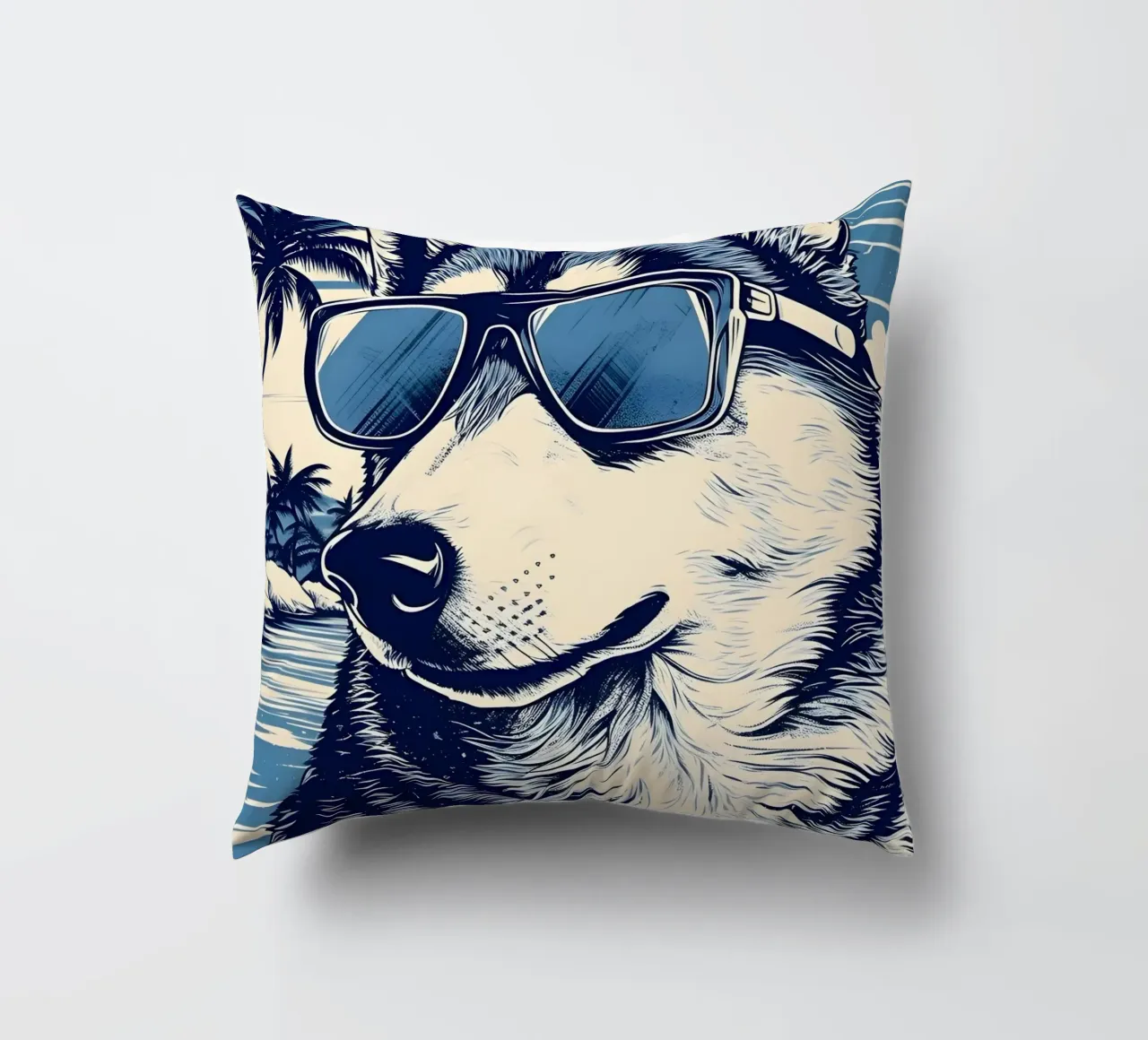 Husky mit Sonnenbrille cuscino da WILD ART