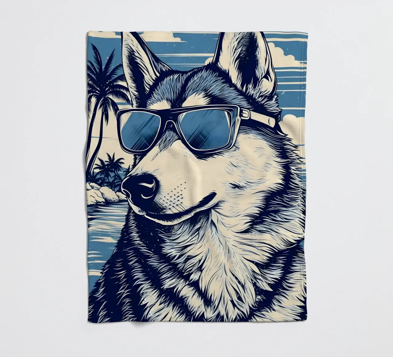 Husky mit Sonnenbrille coperta in pile da WILD ART