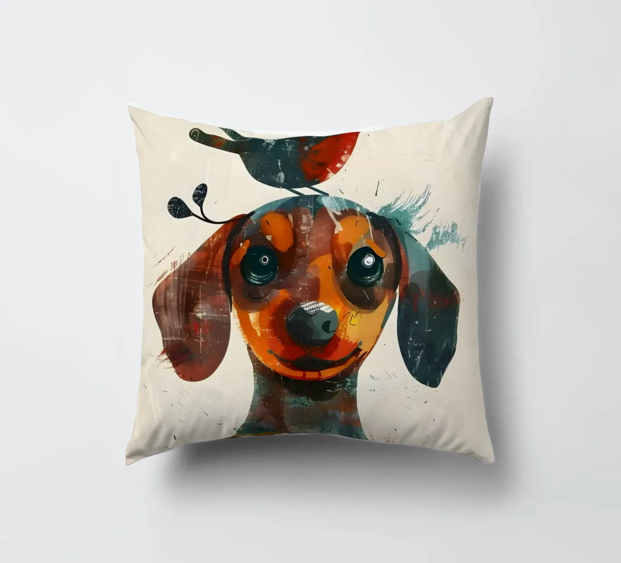 Dackel mit Vogel cuscino da WILD ART