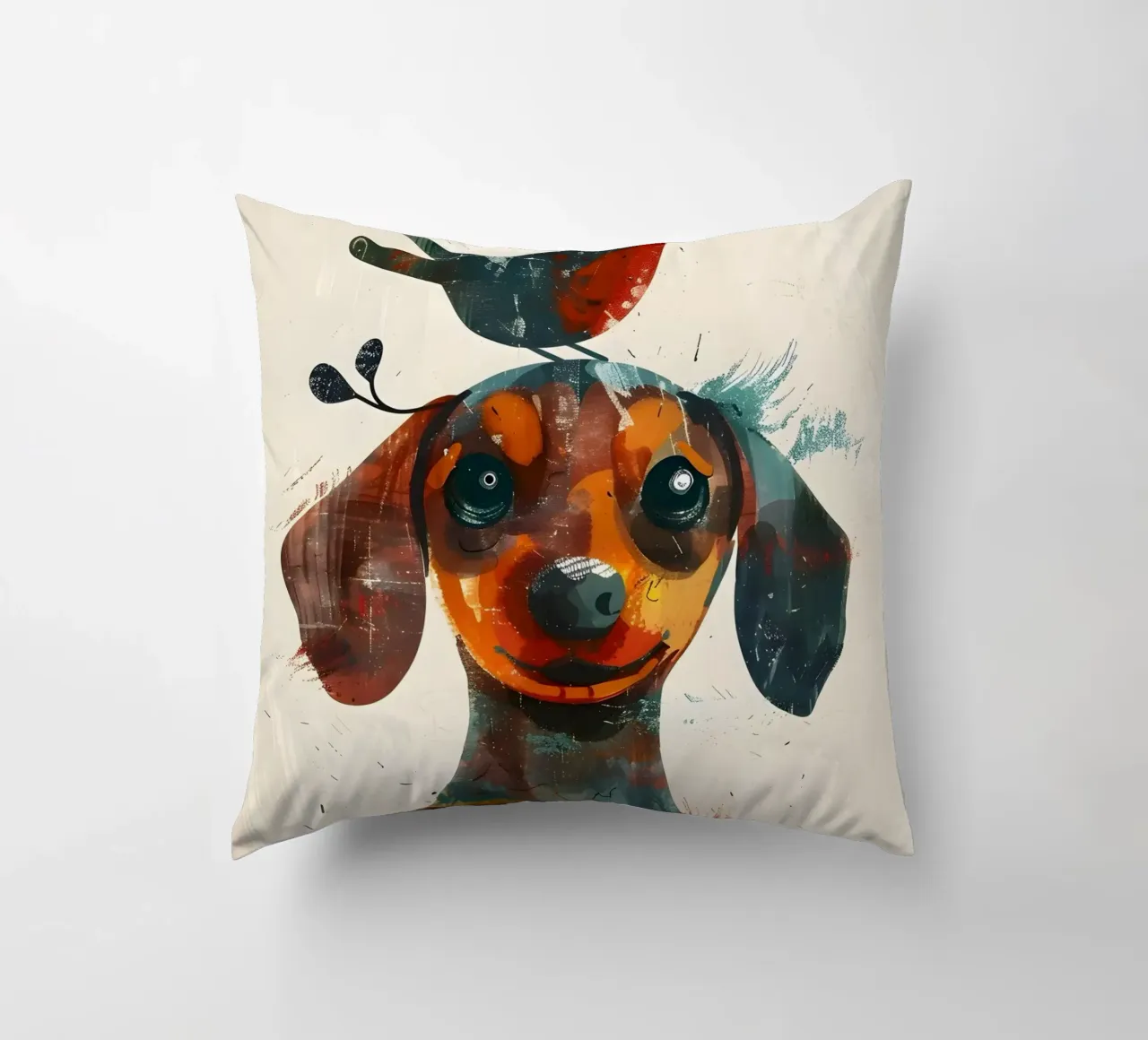 Dackel mit Vogel cuscino da WILD ART