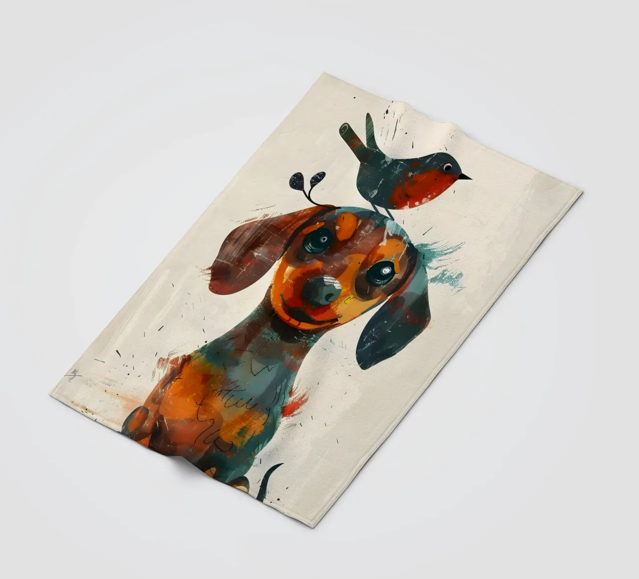 Dackel mit Vogel coperta in pile da WILD ART