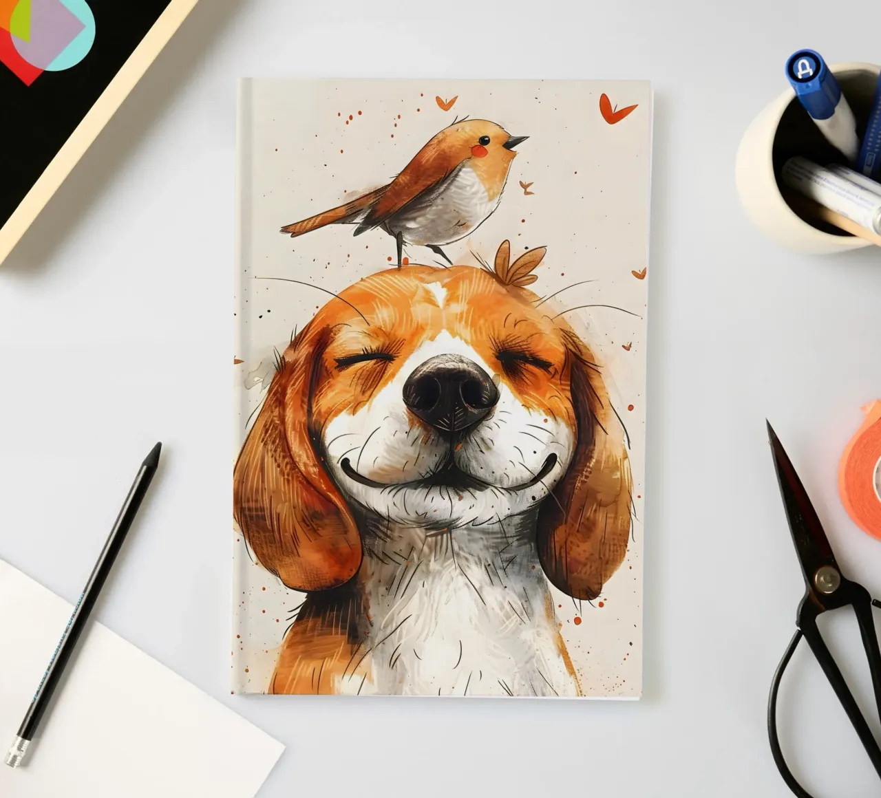 Beagle mit Vogel notebook by WILD ART