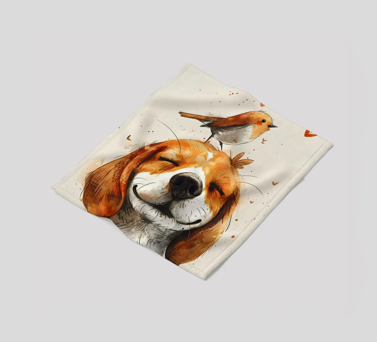 Beagle mit Vogel coperta in pile da WILD ART