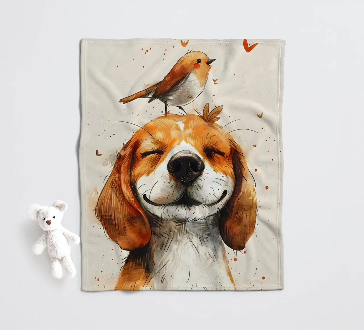 Beagle mit Vogel coperta in pile da WILD ART