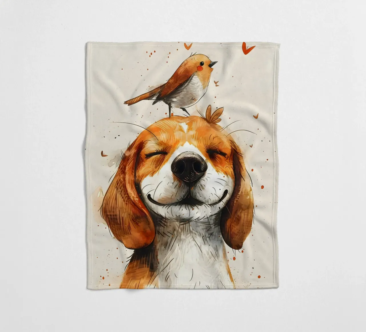 Beagle mit Vogel coperta in pile da WILD ART