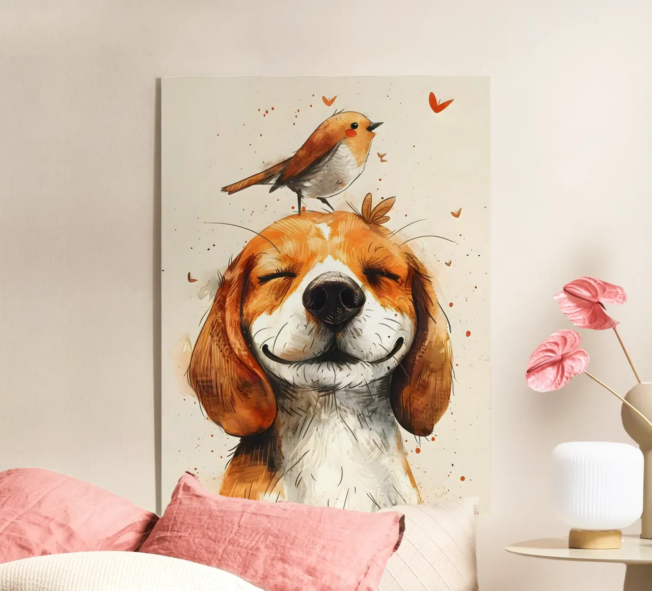 Beagle mit Vogel plexiglass da WILD ART