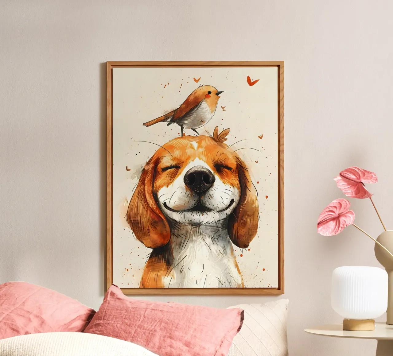 Beagle mit Vogel forex plate by WILD ART