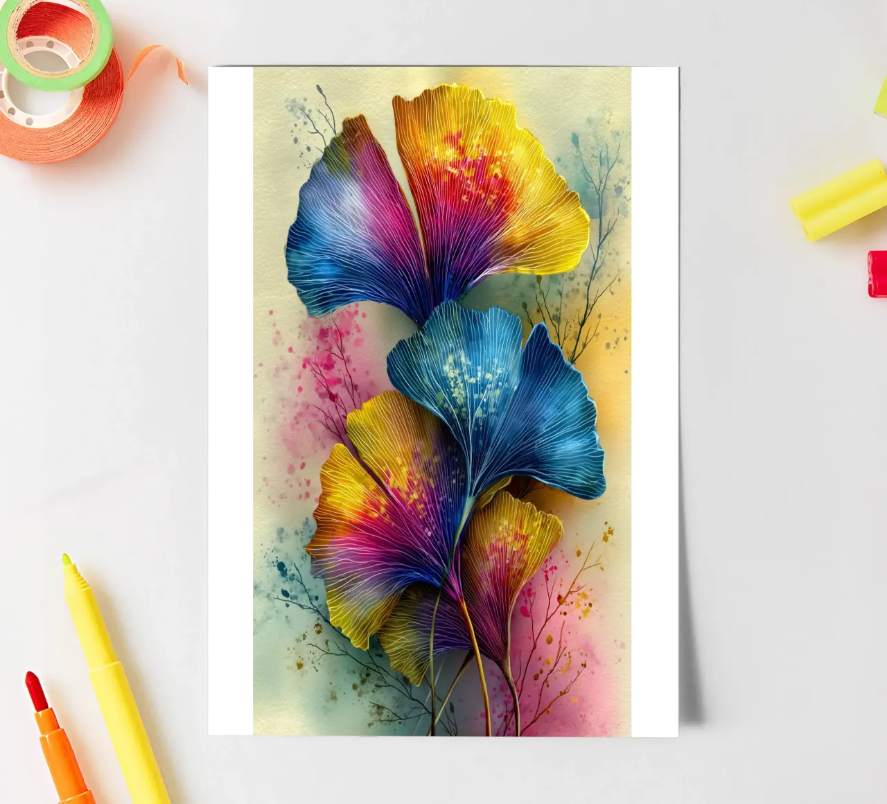 Ginkgo Biloba leaves sticker sheet by Justyna Jaszke JBJart