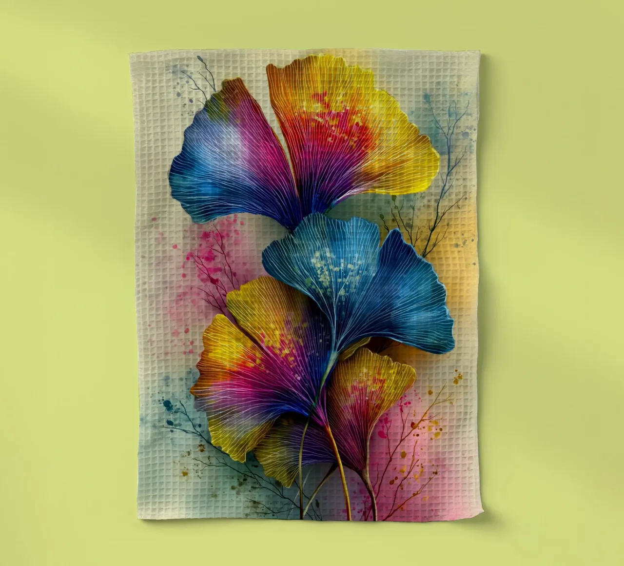 Ginkgo Biloba leaves tea towel by Justyna Jaszke JBJart