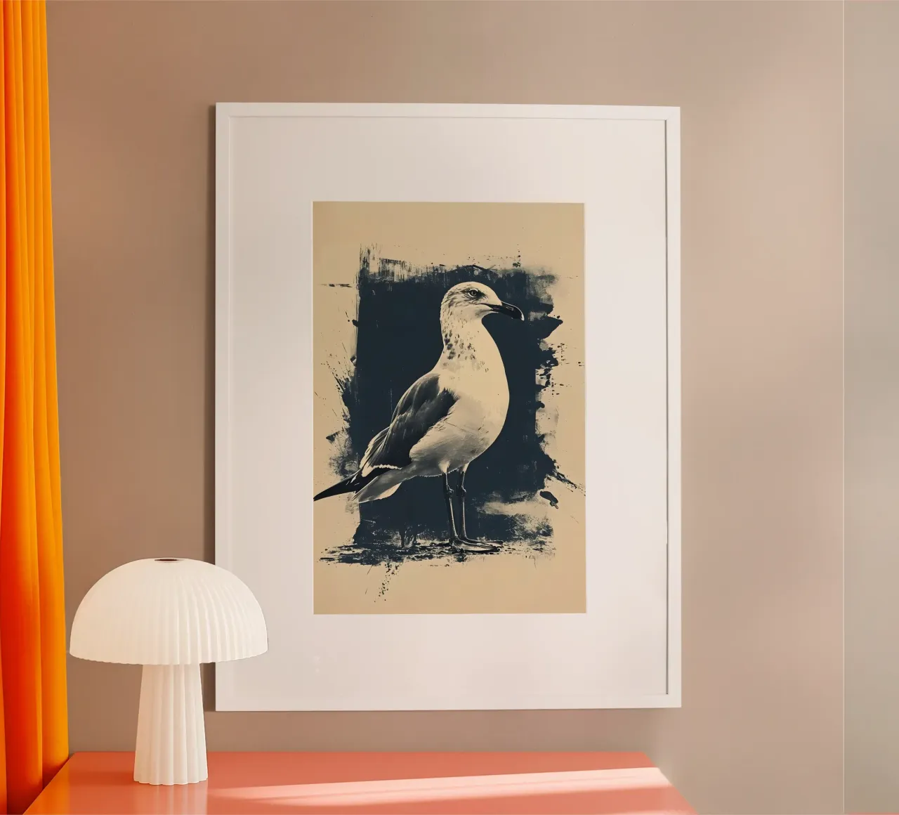 Möwe Vintage Kunst poster con telaio in legno da WILD ART