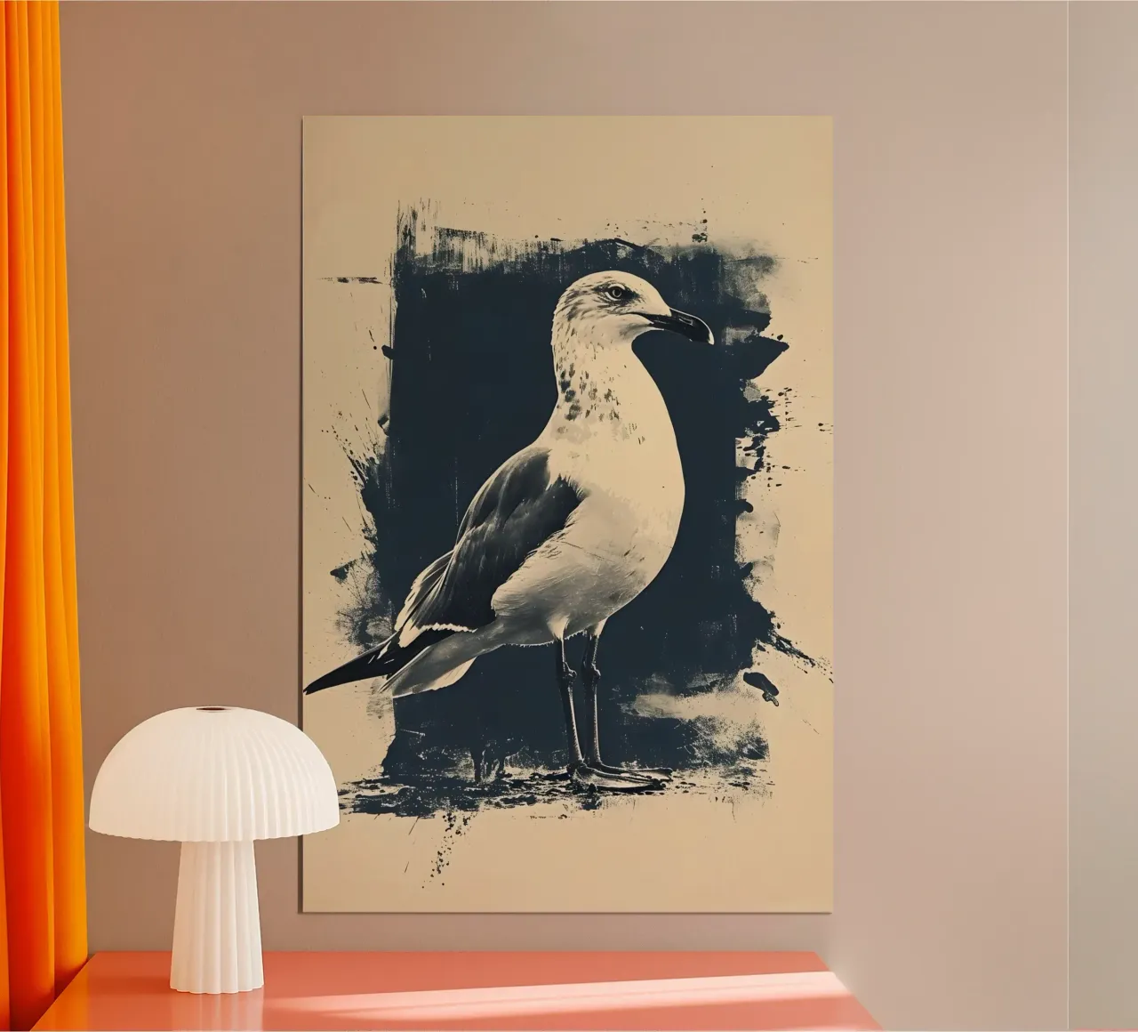 Möwe Vintage Kunst poster con telaio in legno da WILD ART