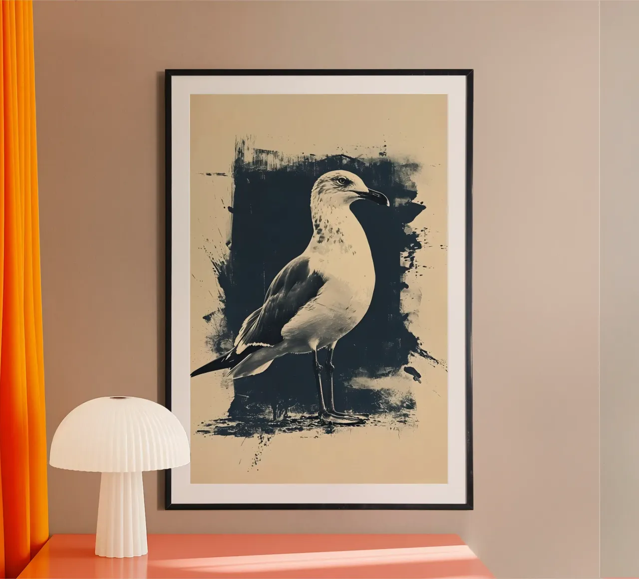 Möwe Vintage Kunst poster con telaio in legno da WILD ART