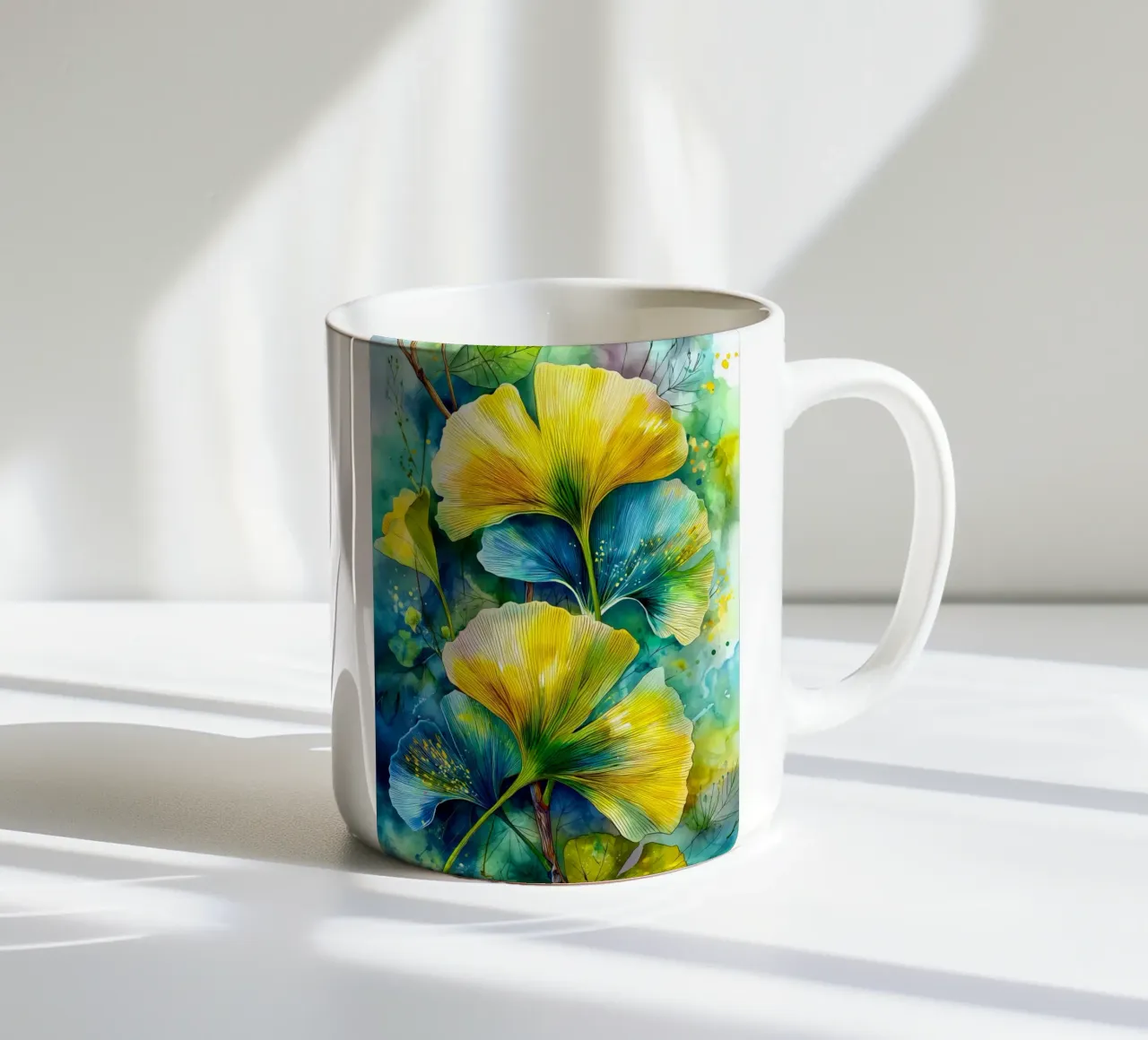 Ginkgo Biloba foglie tazza in ceramica da Justyna Jaszke JBJart