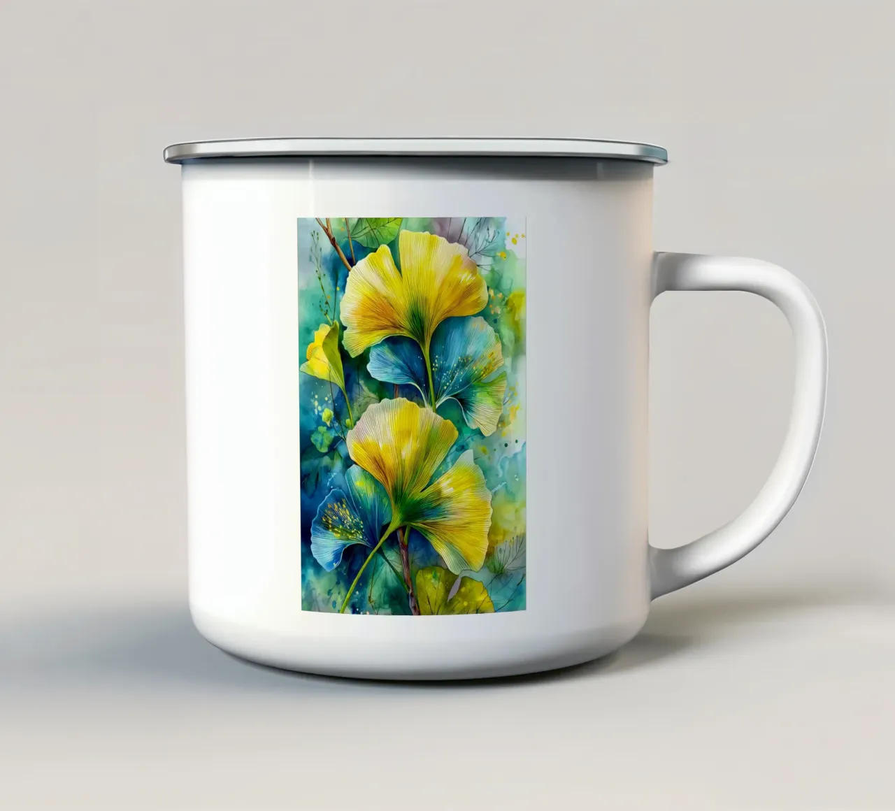Ginkgo Biloba foglie tazza in smalto da Justyna Jaszke JBJart