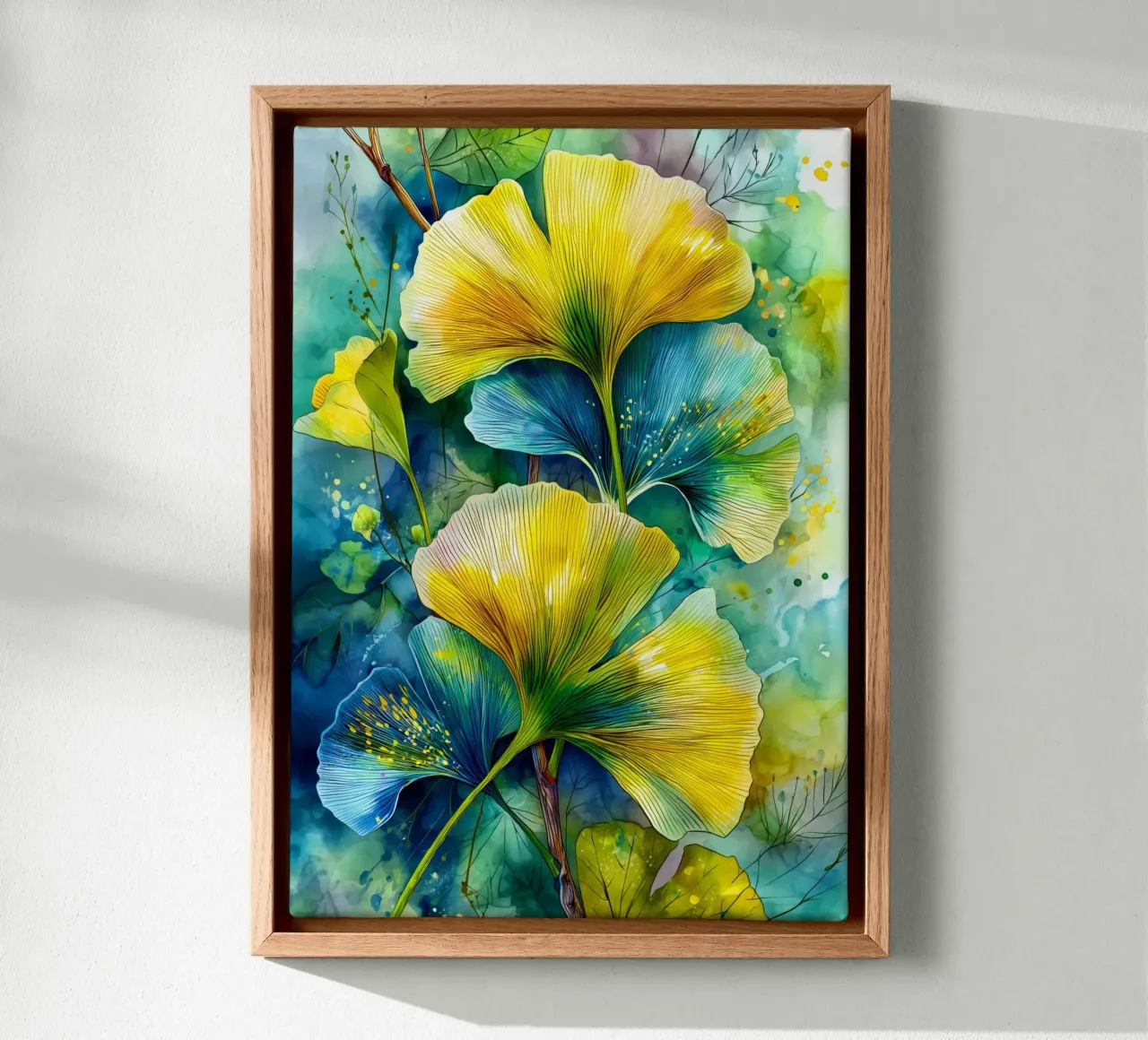 Ginkgo Biloba foglie tela con Cornice a cassetta da Justyna Jaszke JBJart
