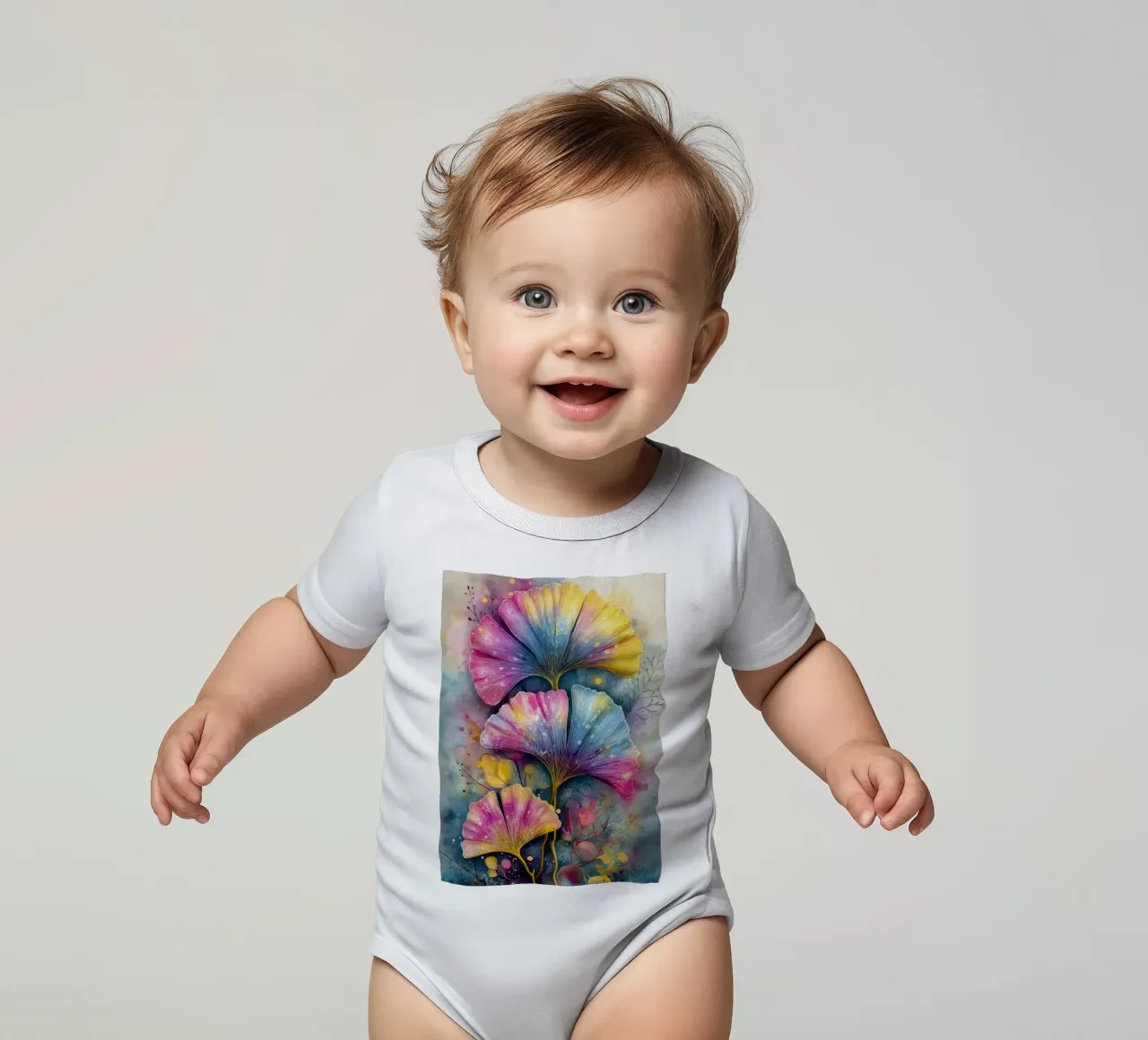 Ginkgo Biloba foglie body neonato maniche corte da Justyna Jaszke JBJart