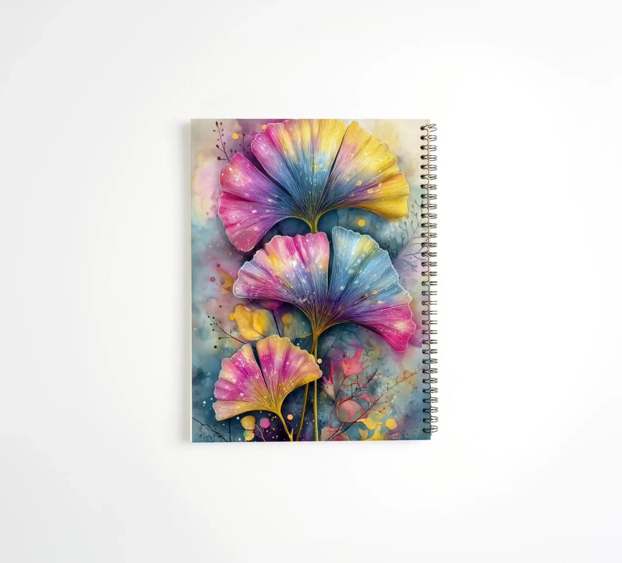 Ginkgo Biloba leaves spiral notebook by Justyna Jaszke JBJart