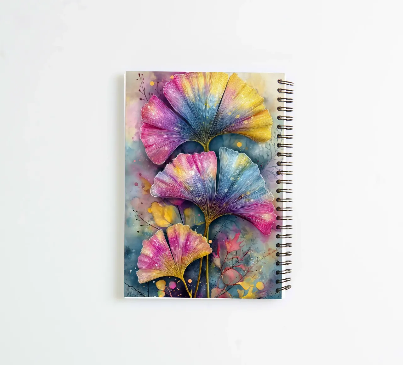 Ginkgo Biloba leaves spiral notebook by Justyna Jaszke JBJart