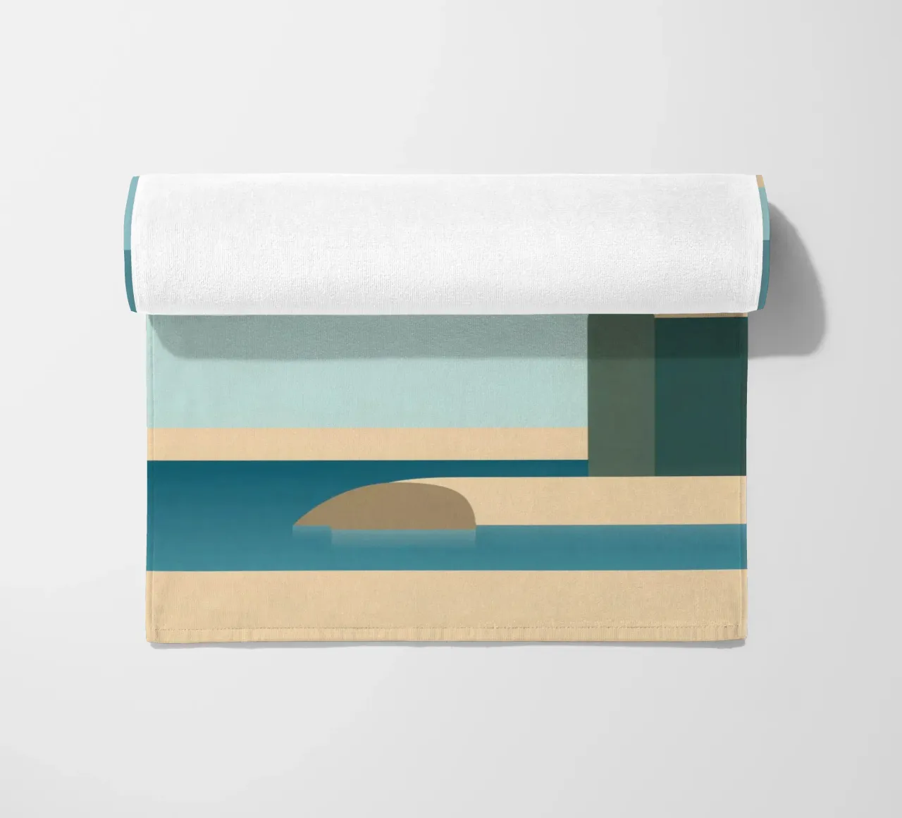 Épure Boréale - Minimalist architecture in Norway beach towel by Affiches Minimalistes