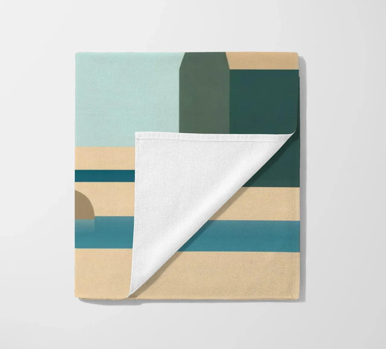 Épure Boréale - Minimalist architecture in Norway beach towel by Affiches Minimalistes
