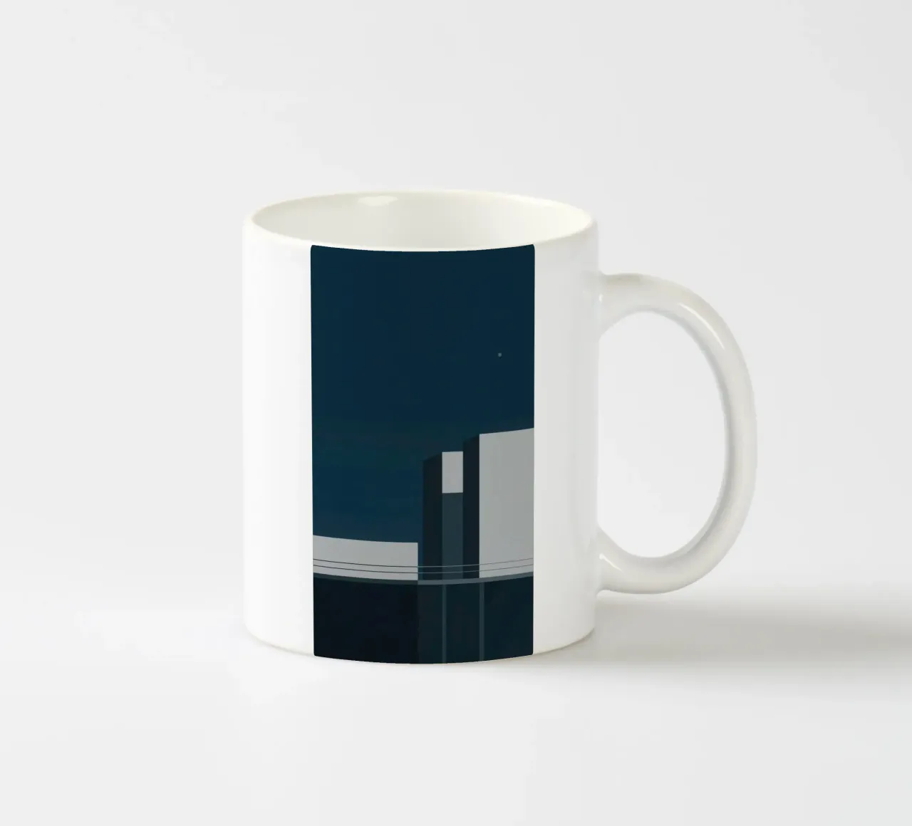 Il silenzio di Oslo - Poster architettonico notturno tazza in ceramica da Affiches Minimalistes