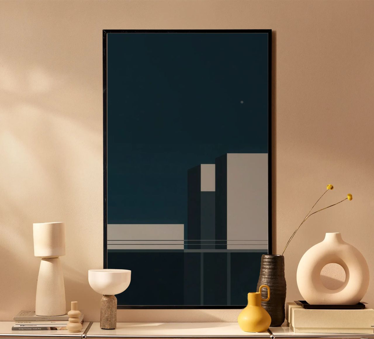 Stille von Oslo - Nächtliches Architekturplakat Poster von Minimalistic
