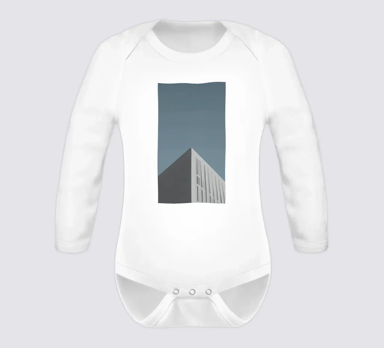 Copenhagen - Scandinavian minimalism in the sky long-sleeve baby romper by Affiches Minimalistes