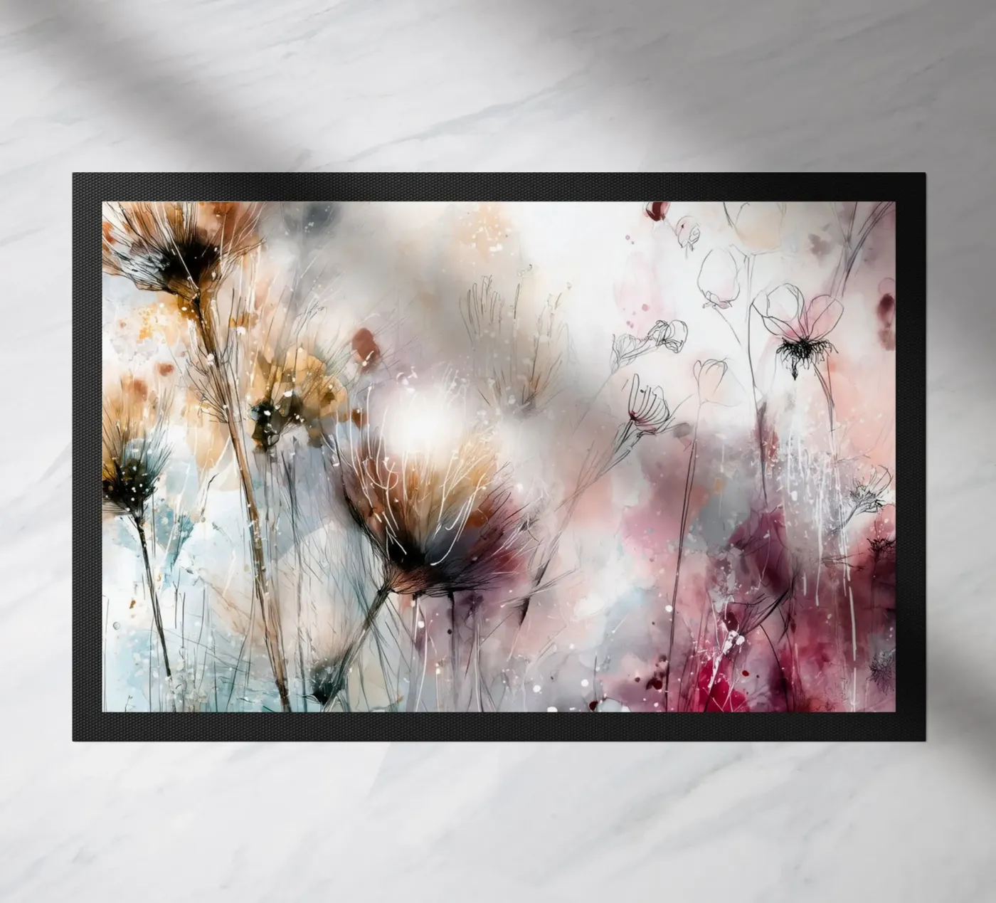 Magic flowers doormat by Justyna Jaszke JBJart