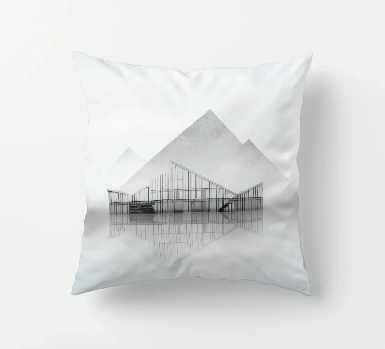 Reflets d'Arctique - Queen between mist and glass decorative cushion by Affiches Minimalistes
