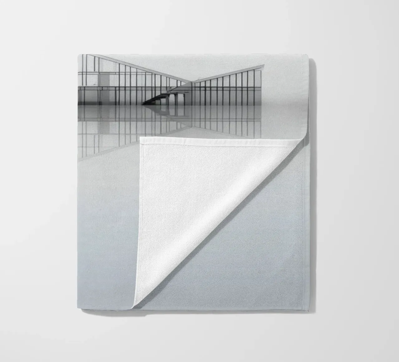 Reflets d'Arctique - Queen between mist and glass beach towel by Affiches Minimalistes