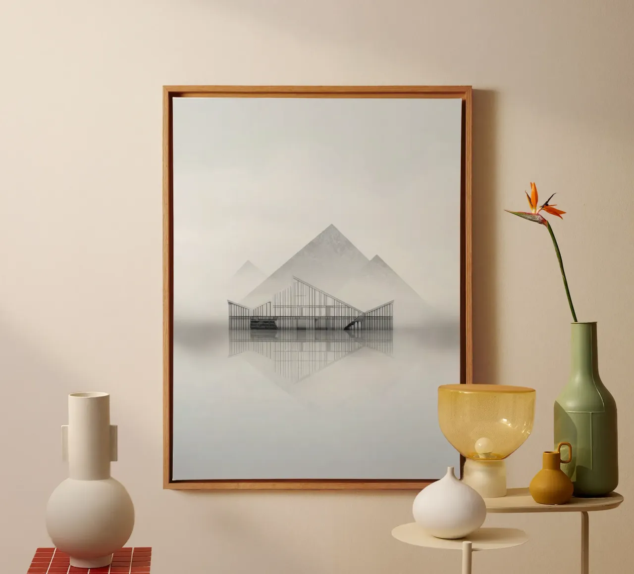 Reflets d'Arctique - Koningin tussen mist en glas canvas met Baklijst van Affiches Minimalistes