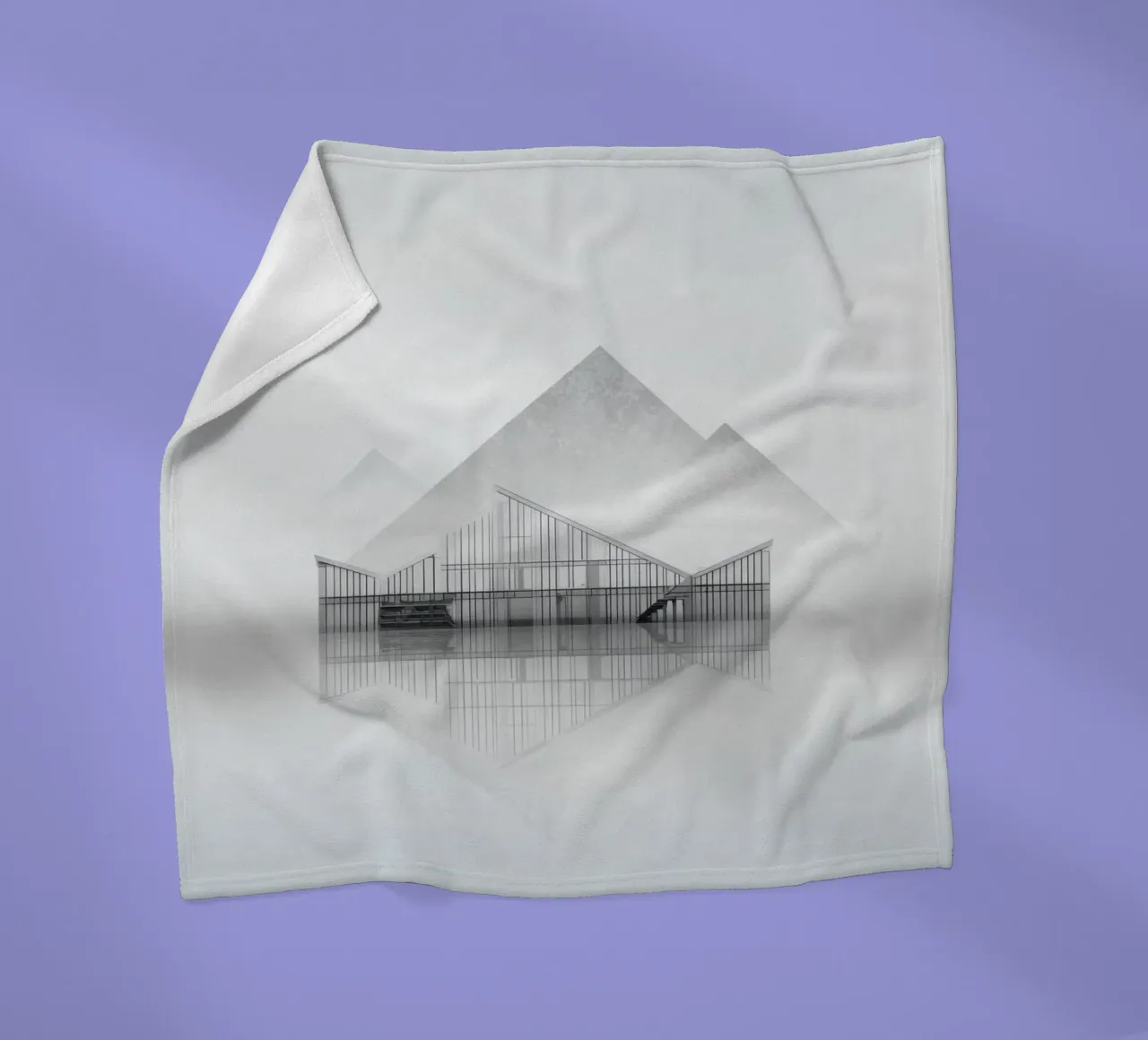 Reflets d'Arctique - Queen between mist and glass fleece blanket by Affiches Minimalistes