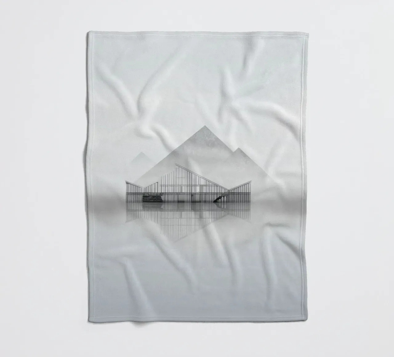 Reflets d'Arctique - Queen between mist and glass fleece blanket by Affiches Minimalistes