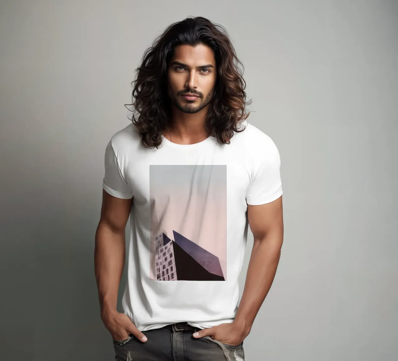Pink geometry - Copenhagen sharp and soft t-shirt by Minimalistic