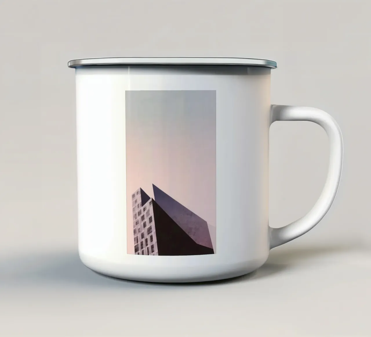 Pink geometry - Copenhagen sharp and soft enamel mug by Minimalistic