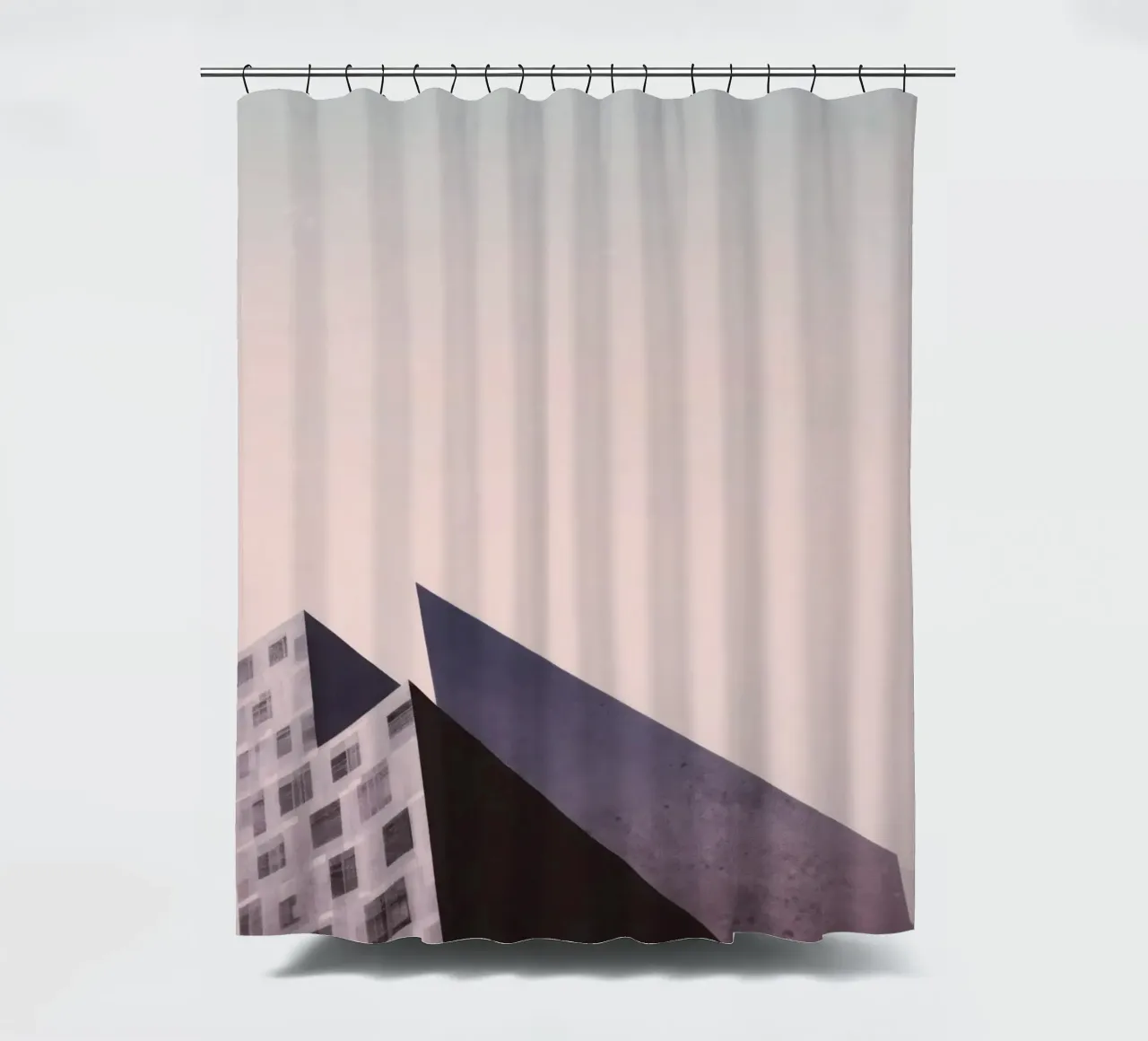 Pink geometry - Copenhagen sharp and soft shower curtain by Affiches Minimalistes