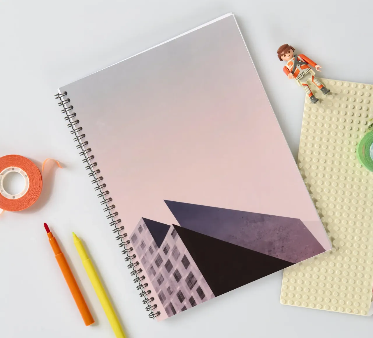 Pink geometry - Copenhagen sharp and soft spiral notebook by Minimalistic