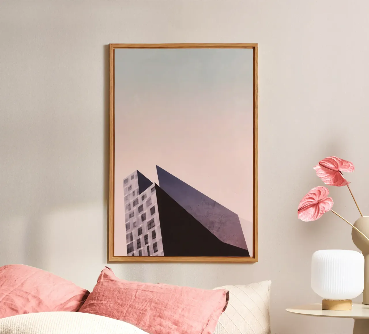 Pink geometry - Copenhagen sharp and soft alu-dibond by Affiches Minimalistes