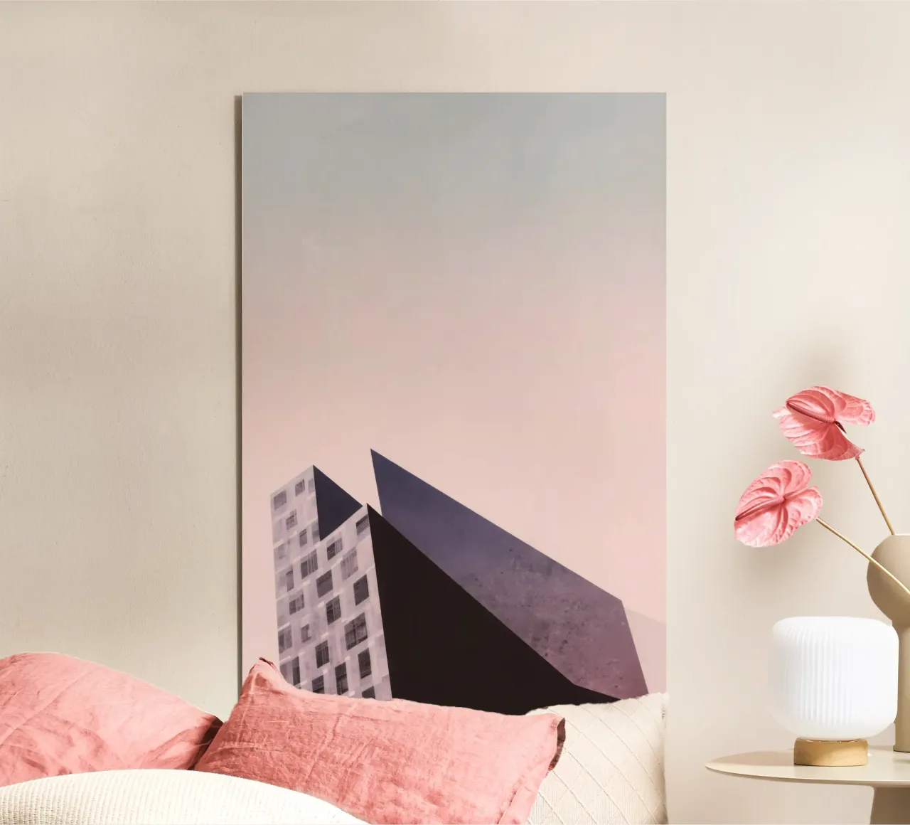 Pink geometry - Copenhagen sharp and soft alu-dibond by Affiches Minimalistes