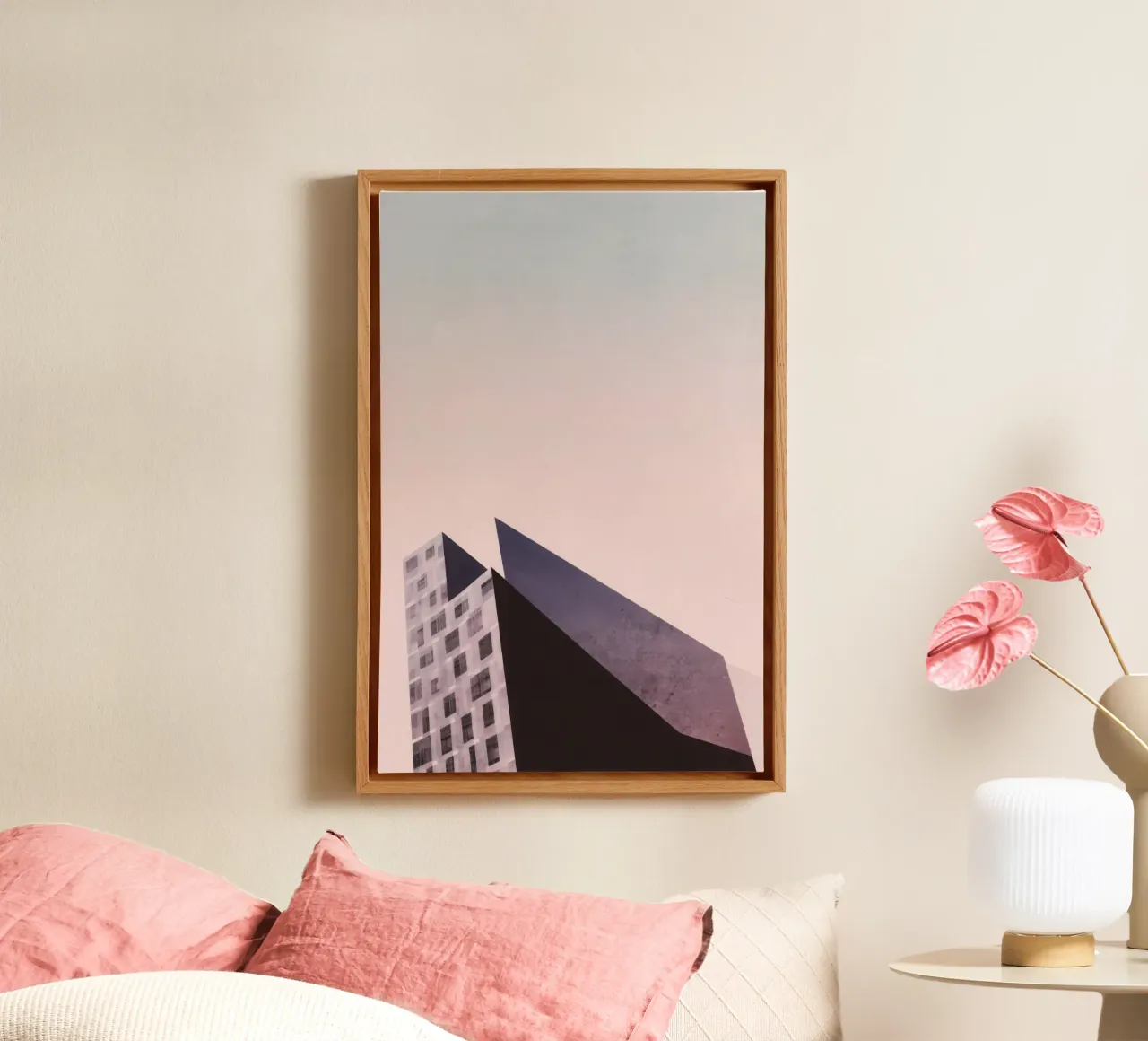 Pink geometry - Copenhagen sharp and soft canvas by Affiches Minimalistes