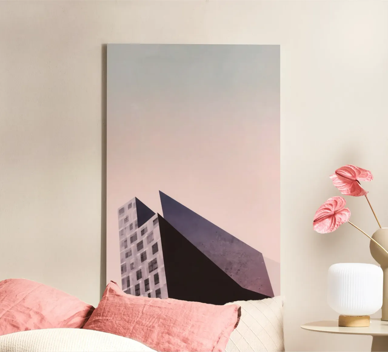 Pink geometry - Copenhagen sharp and soft canvas by Affiches Minimalistes