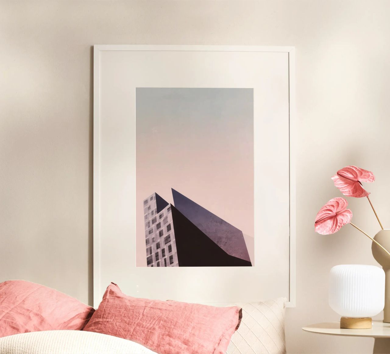 Pink geometry - Copenhagen sharp and soft hahnemühle by Minimalistic