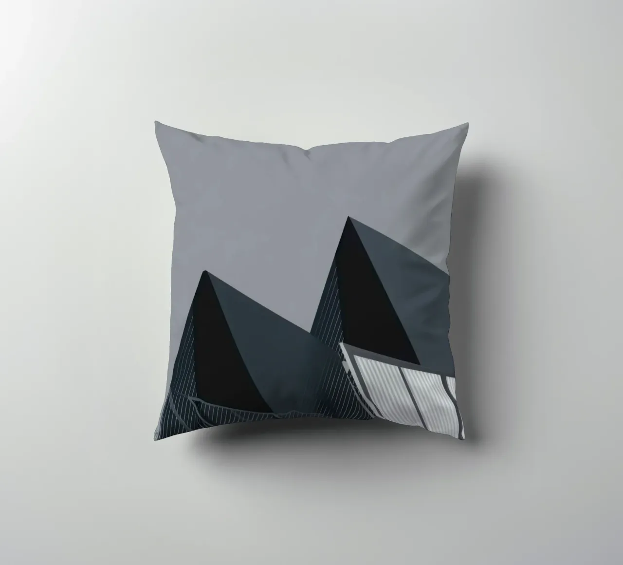 Reykjavik Oblique - Cold angles and raw light decorative cushion by Affiches Minimalistes