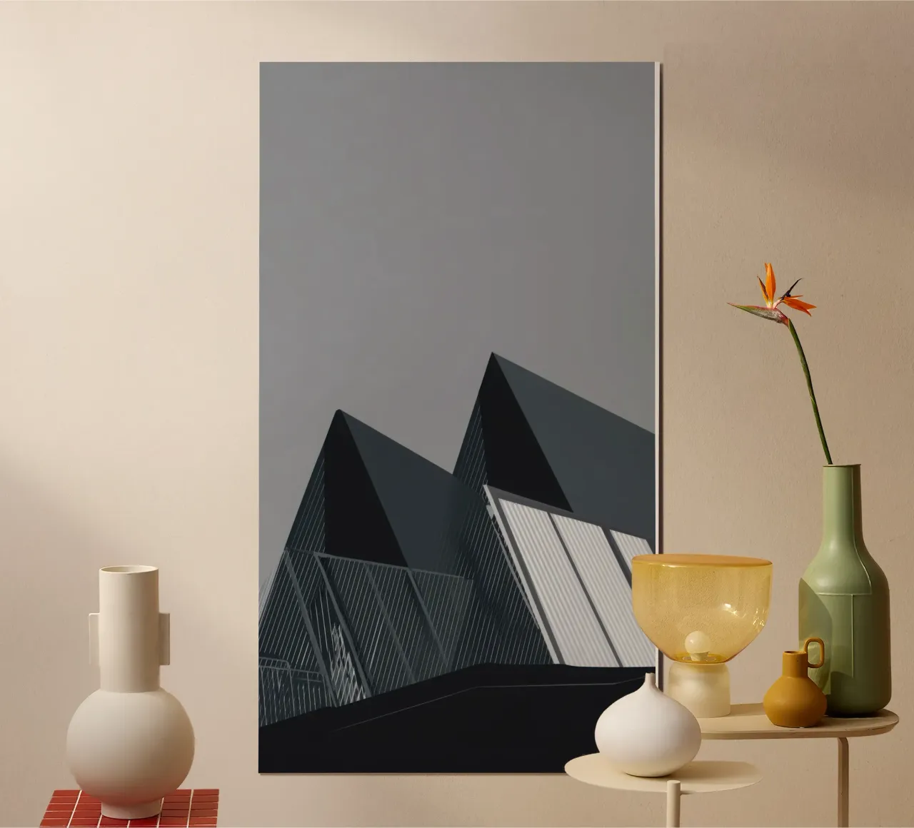 Reykjavik Oblique - Angoli freddi e luce cruda poster con telaio in alluminio da Affiches Minimalistes