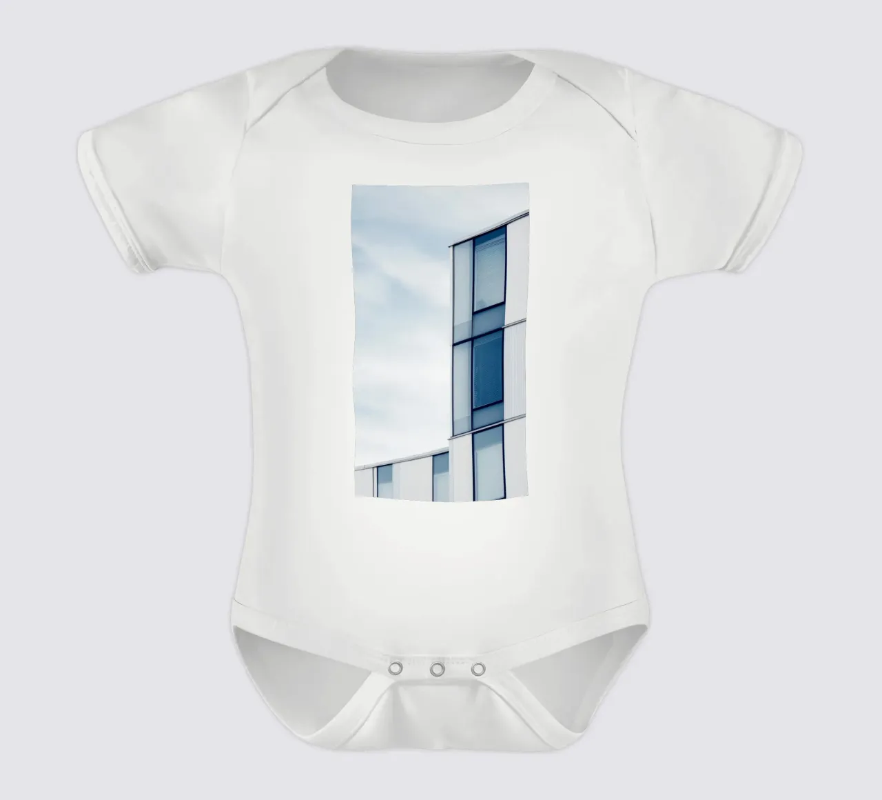 Helsinki Modulée - Soft light on Nordic modernity short-sleeve baby romper by Affiches Minimalistes