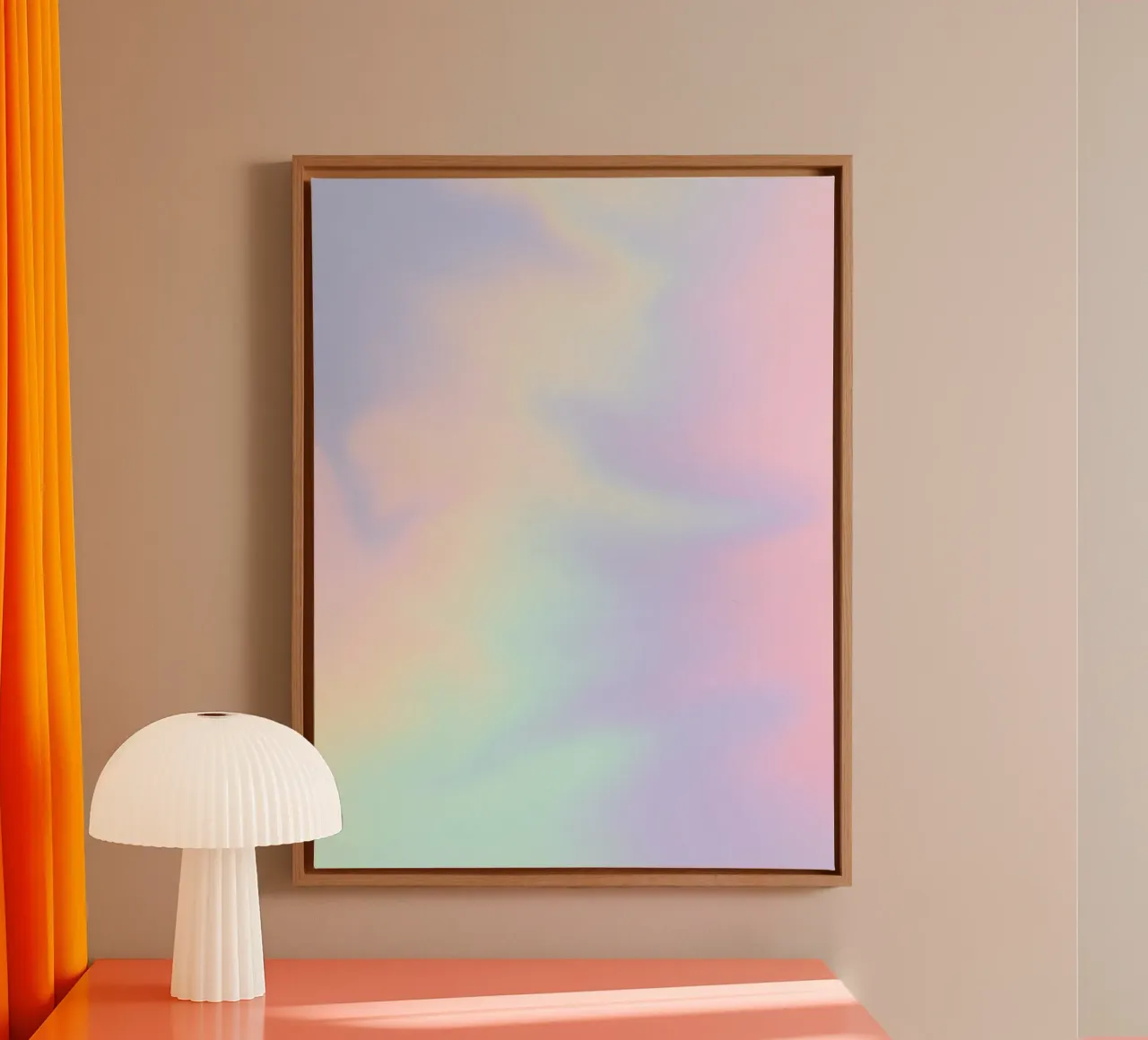 Poster Pastel Aura, arte murale colorata, stampa moderna tela con Cornice a cassetta da Dreamscape