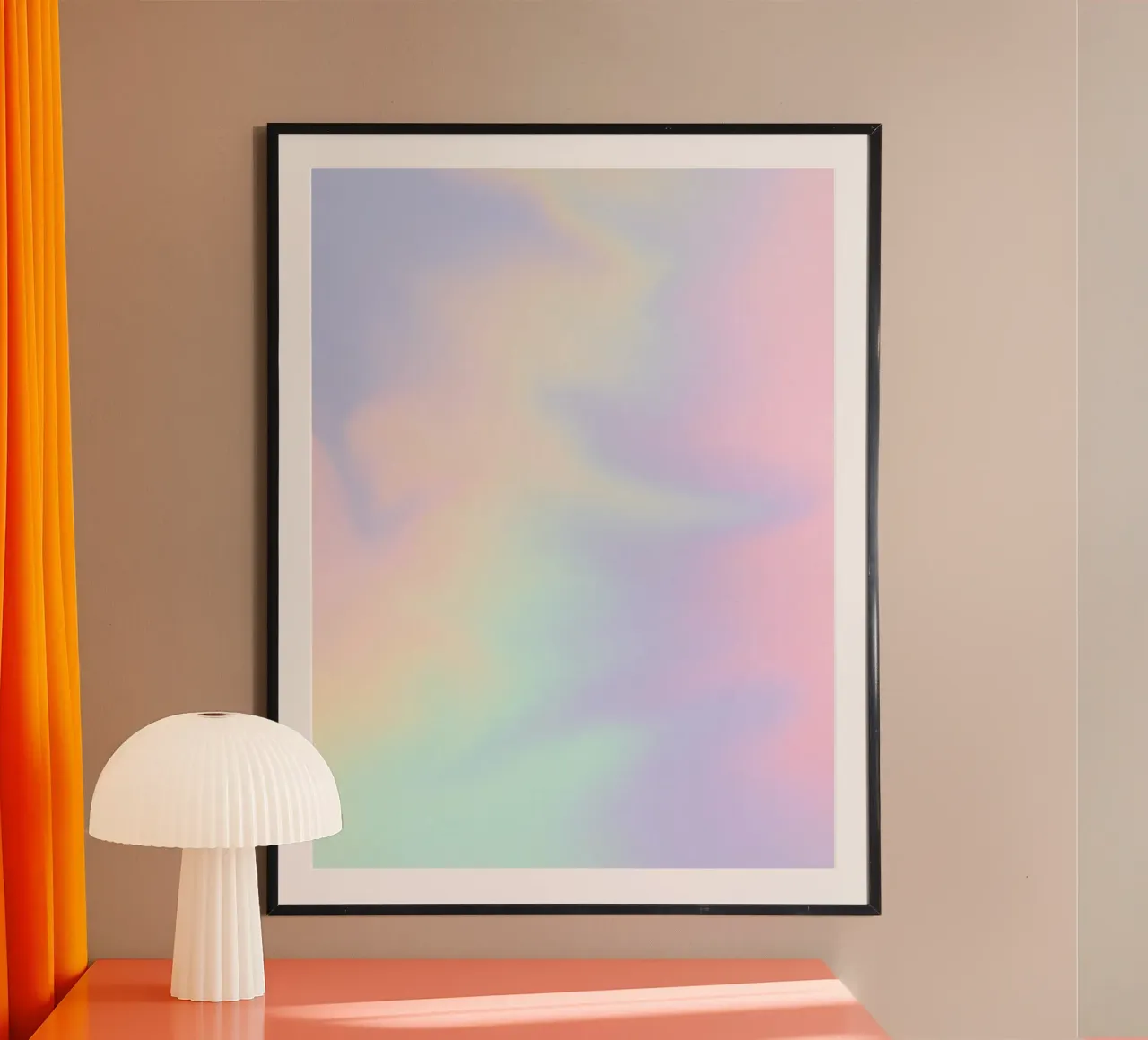 Poster Pastel Aura, arte murale colorata, stampa moderna poster con telaio in legno da Dreamscape