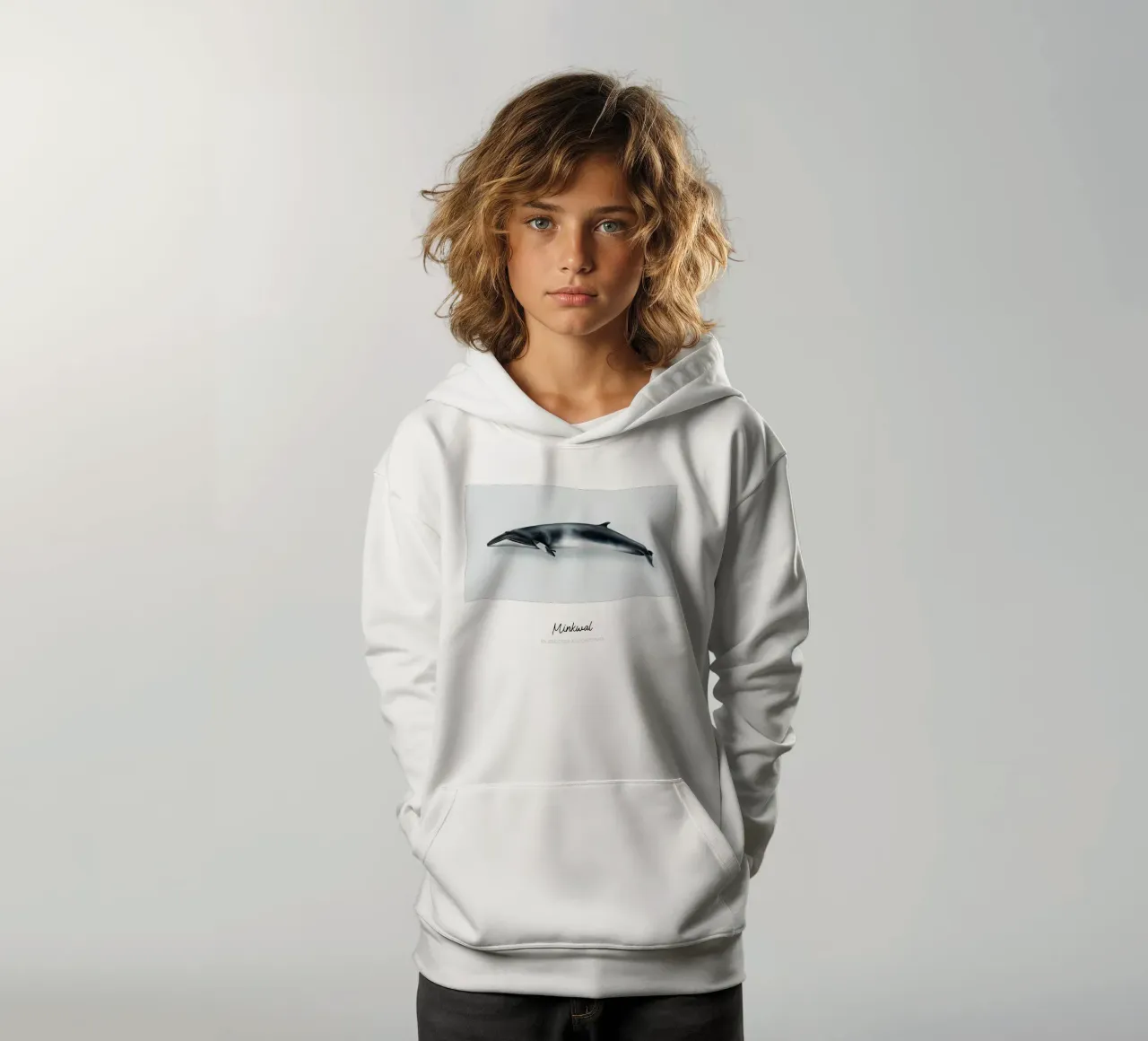 Minkwal (Zwergwal) • Wale & Delfine Illustration felpa bambino con cappuccio da Moonlit Illustrations