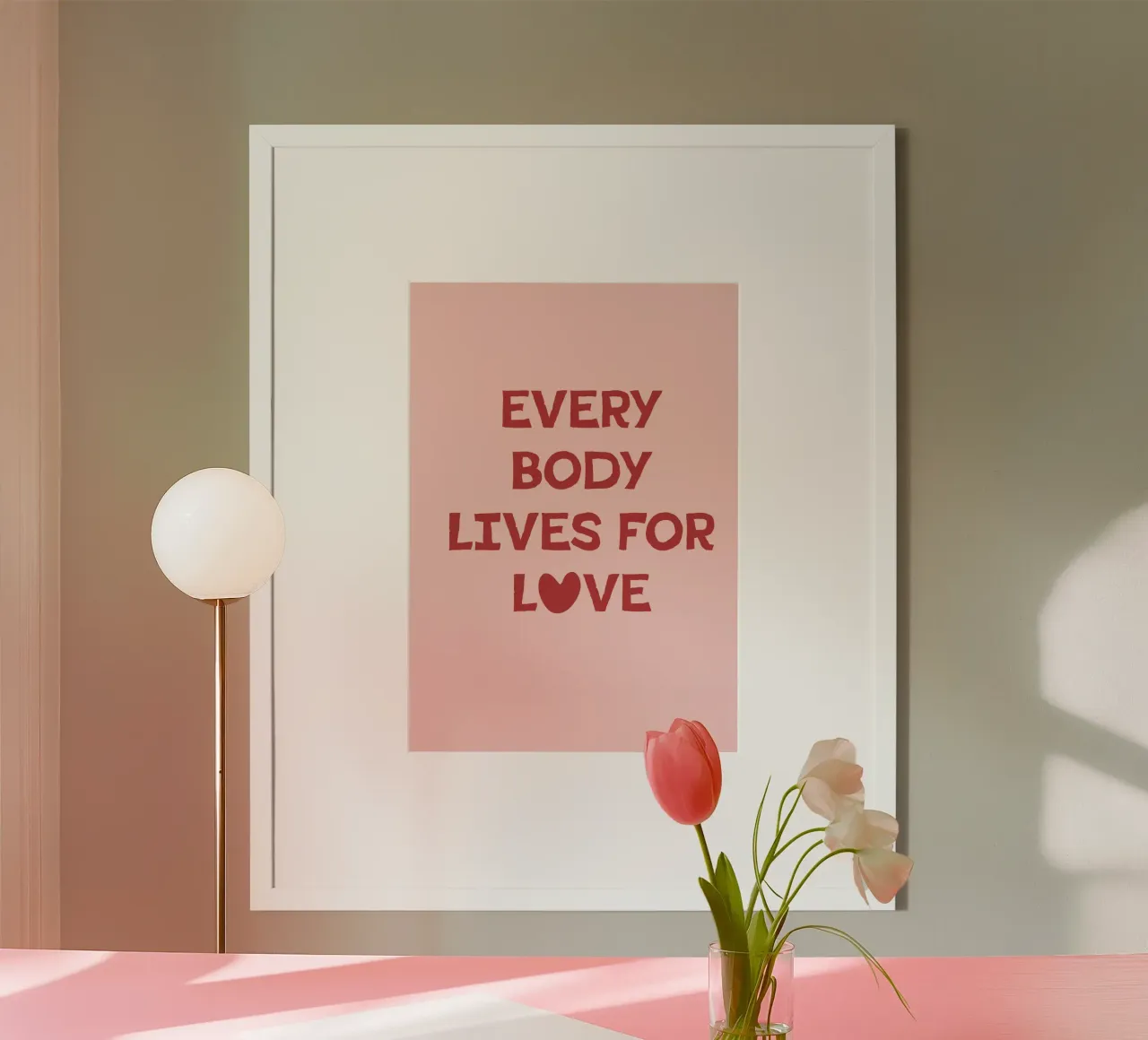 live for love poster con telaio in legno da be.